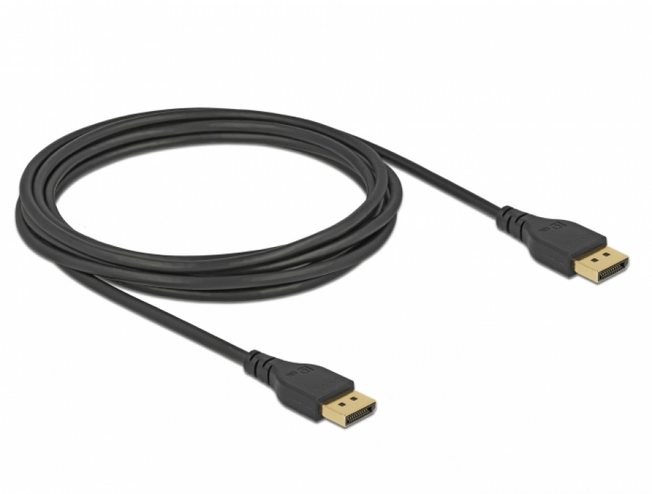 Imagine Cablu Displayport 8K / 4K@ 240Hz (DP 8K certificat) T-T 3m Negru, Delock 85911